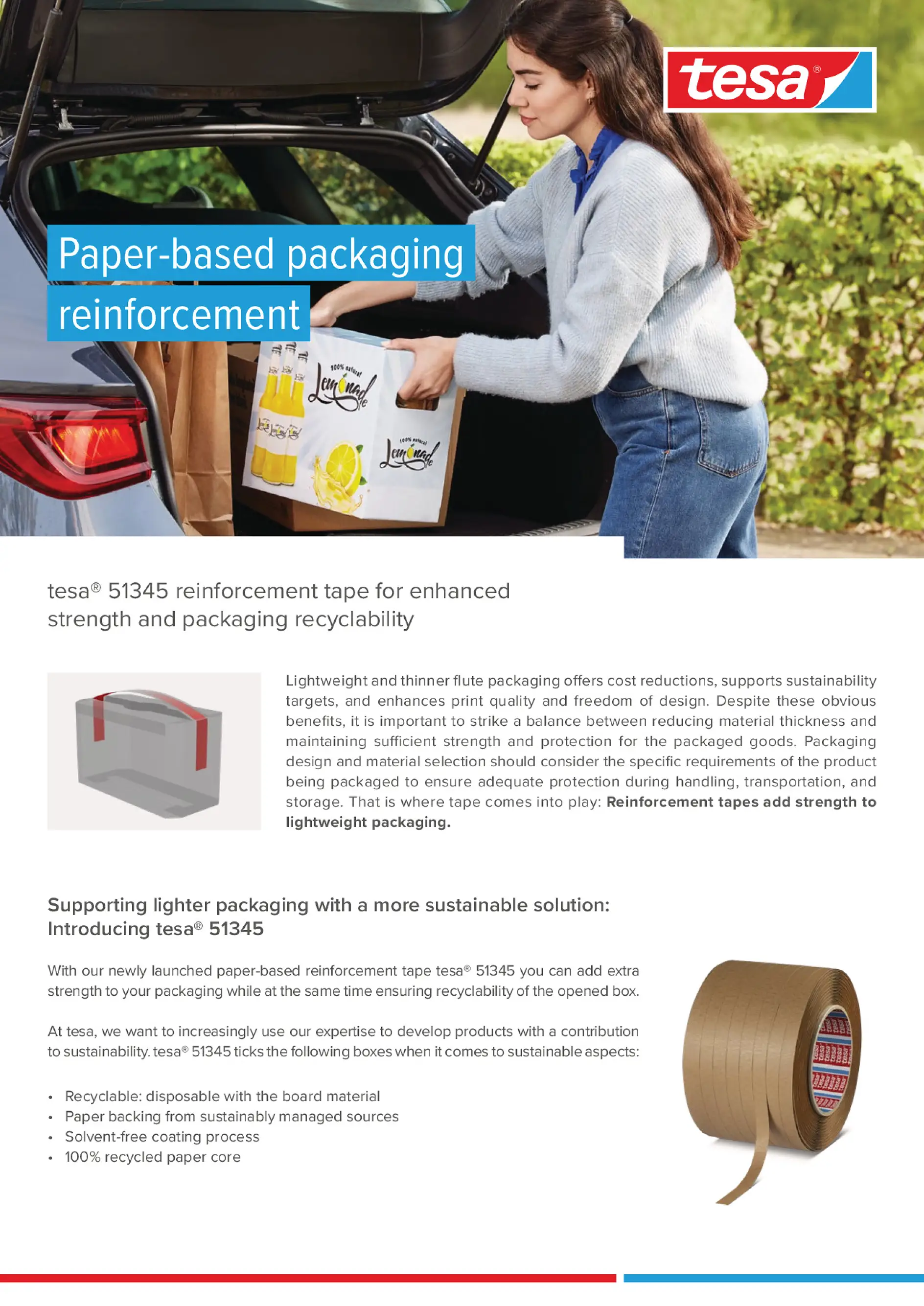 tesa® 51345 Paper-Based Reinforcement Tape